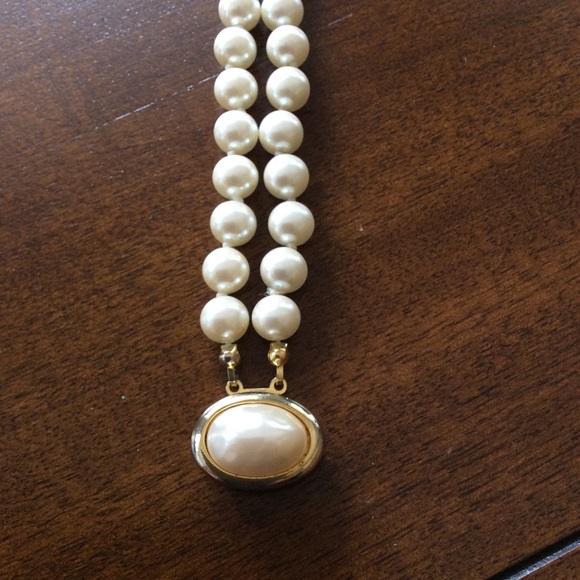 Pearl (faux) Double Row Gold Tone Bracelet - Picture 7 of 9